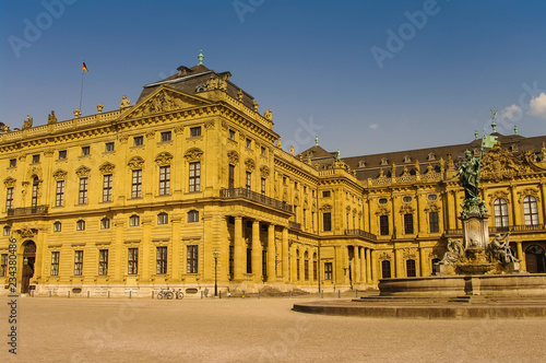 Fotografie, Obraz Franconia Fountain at Residence in Wurzburg during sunset, Germany, details