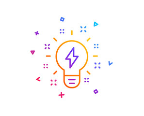 Inspiration line icon. Creativity light bulb with lightning bolt sign. Graphic art symbol. Gradient line button. Inspiration icon design. Colorful geometric shapes. Vector