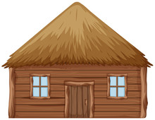 A Wooden Hut On White Background