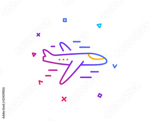 Airplane line icon. Plane flight transport sign. Aircraft symbol