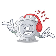 Sticker - Listening music gear settings mechanism on mascot shape