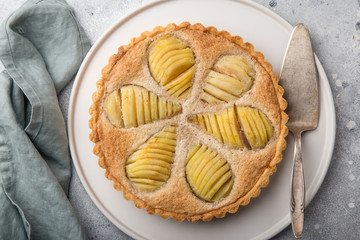 Sticker - poached pear and almond frangipane tart