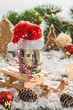     Money Christmas Gift with wooden sled. Christmas concept
