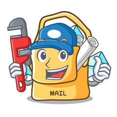 Sticker - Plumber mail bag character on table front