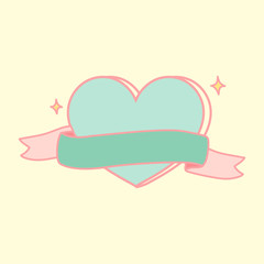 Wall Mural - Cute pastel green heart shape emblem vector