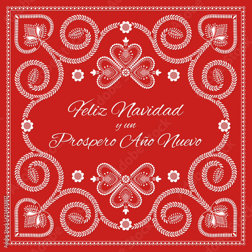 Fotografija Folk art Christmas card vector template