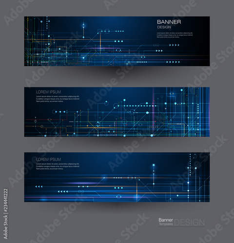 Vector Banner Set Design Circuit Board Illustration Abstract