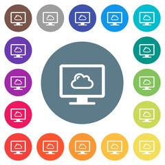 Poster - Cloud computing flat white icons on round color backgrounds