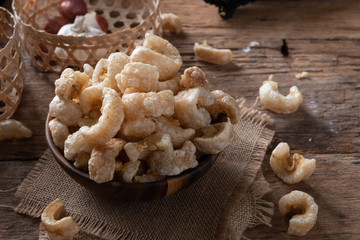 Wall Mural - Pork rinds also known as chicharon or chicharrones , kab moo