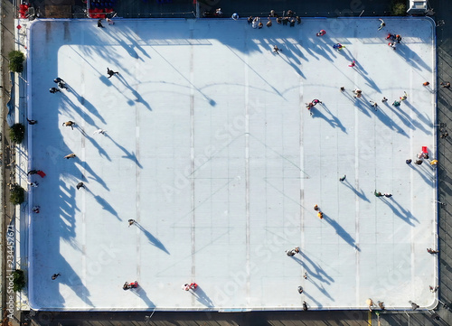 Aerial View Of People Ice Skating On An Outdoor Ice Rink Buy