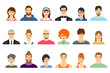 Set of people avatar icons. Vector collection of different male and female faces on isolated background.