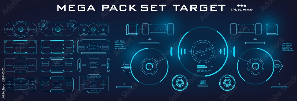 Mega pack set target. HUD futuristic user interface. Futuristic virtual ...