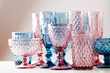 canvas print picture - Embossed colored drink glasses for wine and champagne.