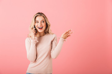 Poster - Portrait of a happy young woman wearing sweater