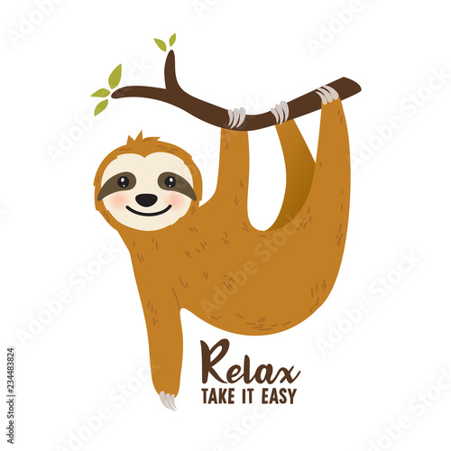 Fotomural Cute cartoon sloth vector graphic design