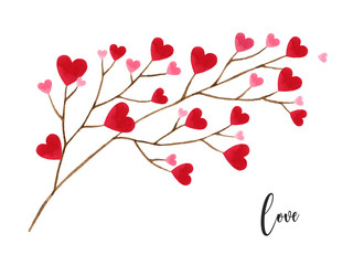 Wall Mural - Love Valentine's day watercolor vector illustration.