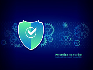 Protection mechanism system. Technology security concept. Modern safety digital background. Hi-tech vector illustration