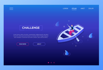 Challenge concept - modern isometric vector web banner