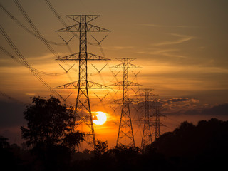 Wall Mural - electrodes, power and energy conservation ideas. during sunset
