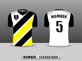 Wall Mural - Football shirt design T-shirt sports black and yellow color. Inspired by the abstract. Front view and rear EPS10 illustration.