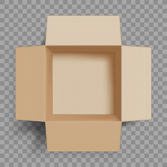 Wall Mural - Empty open cardboard box. Isolated on a transparent background