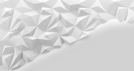 Wall Mural - white low poly background texture. 3d rendering.