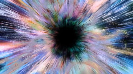 Wall Mural - Light streams into a black hole in space (Loop).