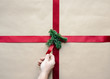 Christmas Wrapping With Red Ribbon