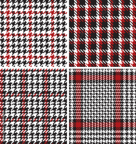 Fotografía houndstooth pied de poule pixel fabric vector seamless pattern four different w