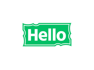 Sticker - Hello quote message in green rectangular frame