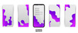 Liquid purple color background. Fluid shapes composition. Mobile screen size. 