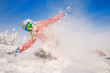 © Parilov - Snowboarder on snowboard rides through snow, explosion.