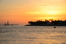 KEY WEST, FL, USA - APRIL 23, 2018: View Of Sunset From Mallory Square In Key West On The South Of Florida