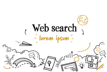 digital content information technology web search concept sketch doodle horizontal isolated
