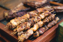 Delicious And Fragrant Skewers Grilled For Barbecue