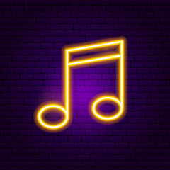 Poster - Music Note Neon Sign