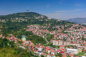 beautiful aerial view of Sarajevo, capital city of Bosnia and Herzegovina