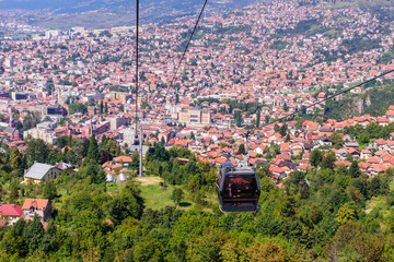 Wall Mural - Beautiful aerial view of Sarajevo from funicular, Sarajevo city, Bosnia and Herzegovina