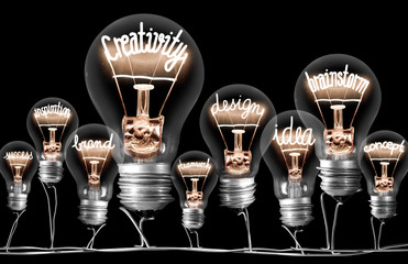 light bulbs with creativity concept