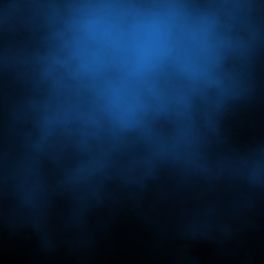 Blue fog and mist effect on black stage studio showcase room background.