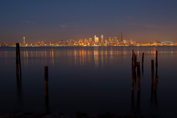 Sticker - old wooden pier at sunset