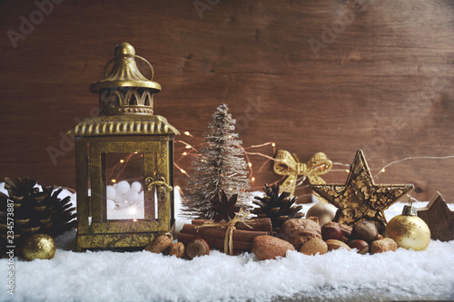 Weihnachtskarte Laterne Im Schnee Weihnachtsdekoration