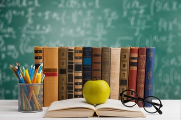 Wall Mural - Stack of Books on A Desk for Back to School