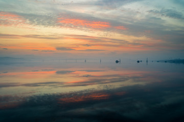 Wall Mural - Sunset at lake