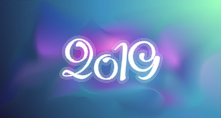 Wall Mural - new 2019 year greeting card. vector colorful template background