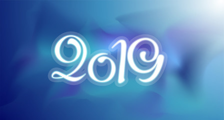 Wall Mural - New 2019 year greeting card. Vector colorful template background