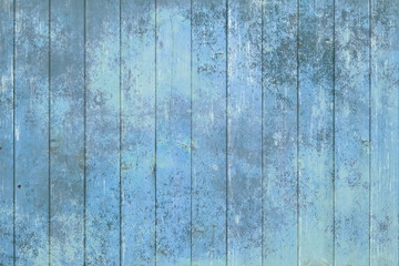 Blue wooden table or planks fence background, texture