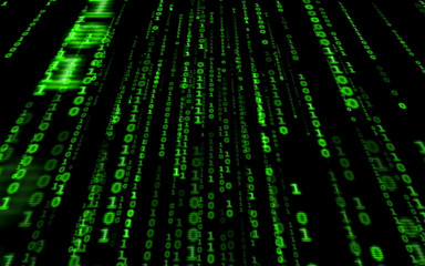 background in a matrix style.binary computer code on black background.green digital code numbers in 