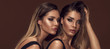 Two attractive twins women in glamour makeup
