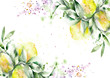 bright watercolor invitation template, verbena lemons